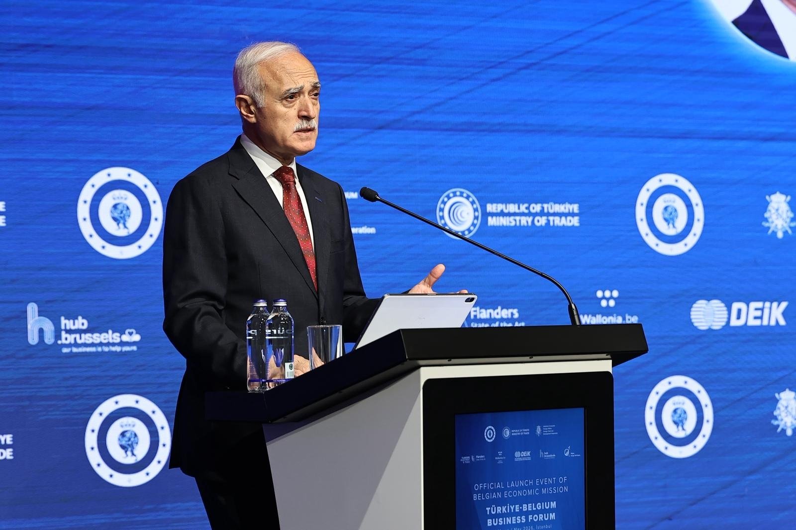 Foreign Economic Relations Board (DEIK) President Nail Olpak speaks during the Türkiye-Belgium Business Forum, Istanbul, Türkiye, May 11, 2026. (AA Photo)