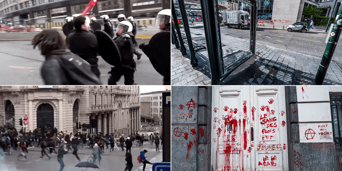 Brussels riots: Hordes of hooded men set Brussels ablaze as violent riots rip through Belgian capital