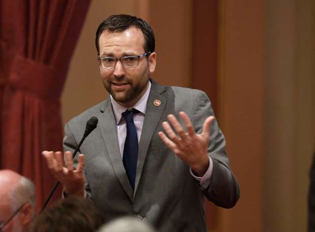 State Sen. Ben Allen, D-Santa Monica, speaks during the Senate session at the Capitol on Friday, May 27, 2016, in Sacramento, Calif. Allen and state Sen. Scott Wiener, D-San Francisco, are backing the repeal of a law added to the state Constitution in 1950 that stops the government from building some affordable housing without voter approval. But to change the law, it requires voter approval and no one has stepped forward to pay for the expensive campaign it takes to convince people to vote for it. (AP Photo/Rich Pedroncelli, File)