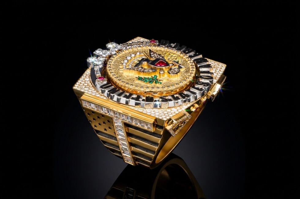 Trump is gifted a gem-encrusted ring by a Belgian diamond group