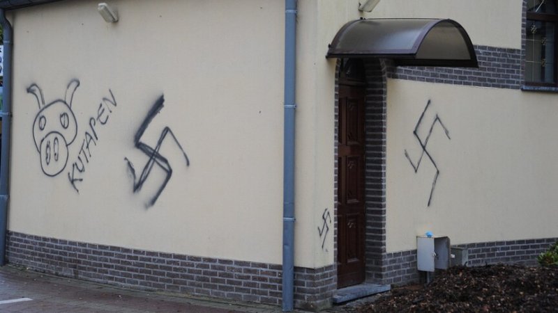 Mosque in Belgium vandalized with swastikas, hate messages