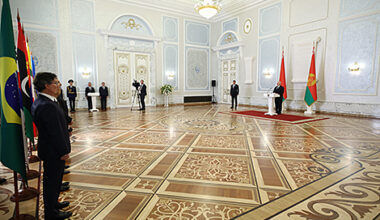 Lukashenko receives credentials from ambassadors of nine countries