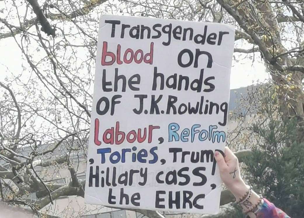 Placards at the Together Alliance march against the far right in London. Picture: Melissa Todd