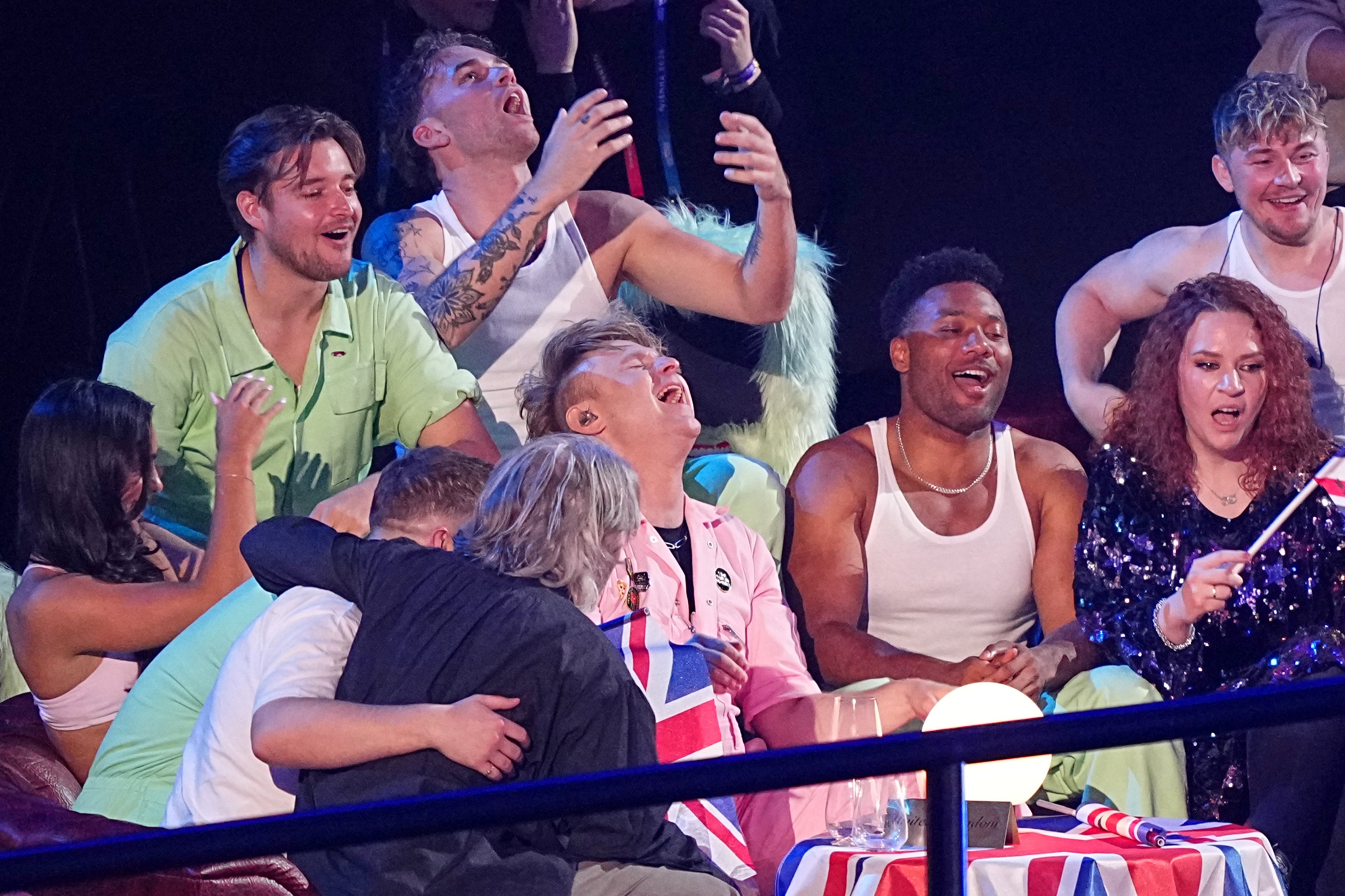 The UK’s entry Look Mum No Computer reacts as he receives zero points in the public vote, coming dead last overall