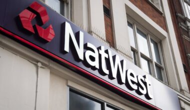 NatWest bank front entrance with logo and signage on urban street, highlighting financial institution presence in the city.