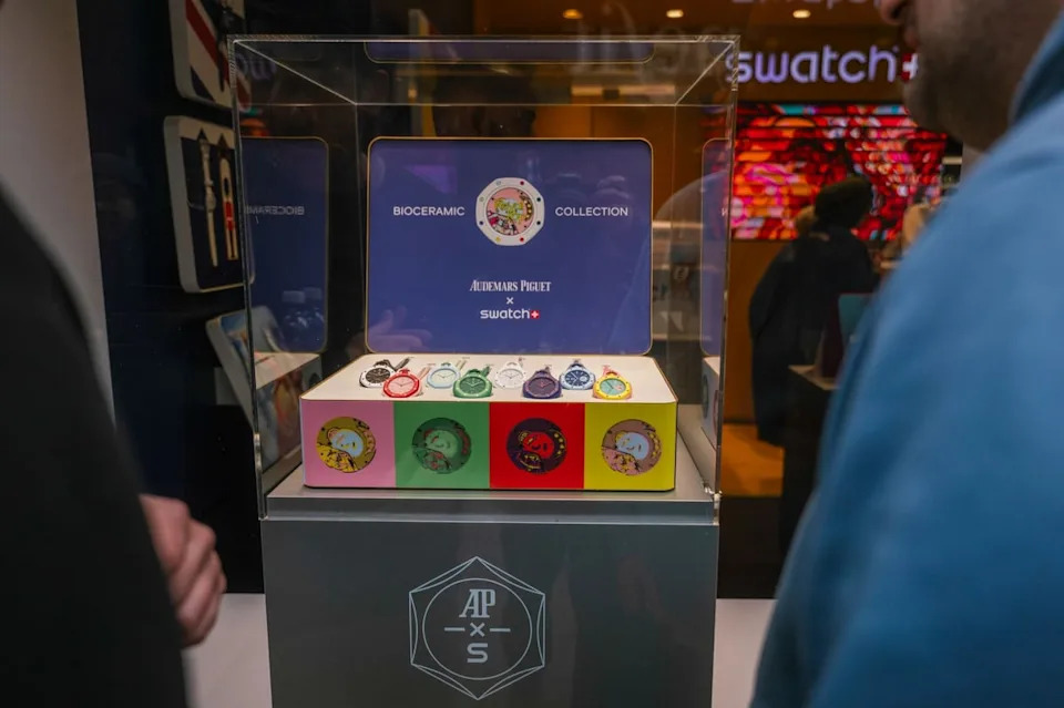 he Swiss brand teamed up with luxury watchmaker Audemars Piguet for the new Royal Pop pocket watch collection. (Bloomberg via Getty Images)