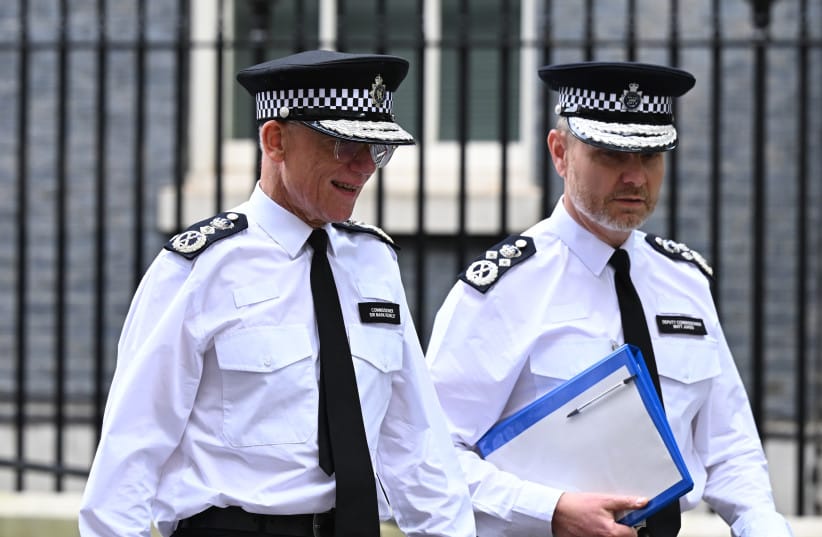 Met Police Commissioner Mark Rowley (L) and Deputy Commissioner Matt Jukes leave Downing Street following an Action on Antisemitism event on May 05, 2026 in London, England.