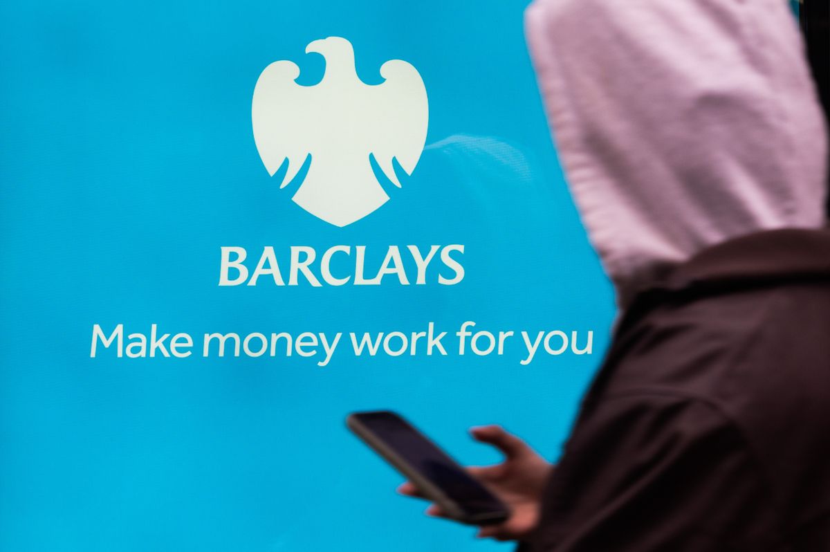 A sign on a screen inside a Barclays Plc bank branch in London, UK
