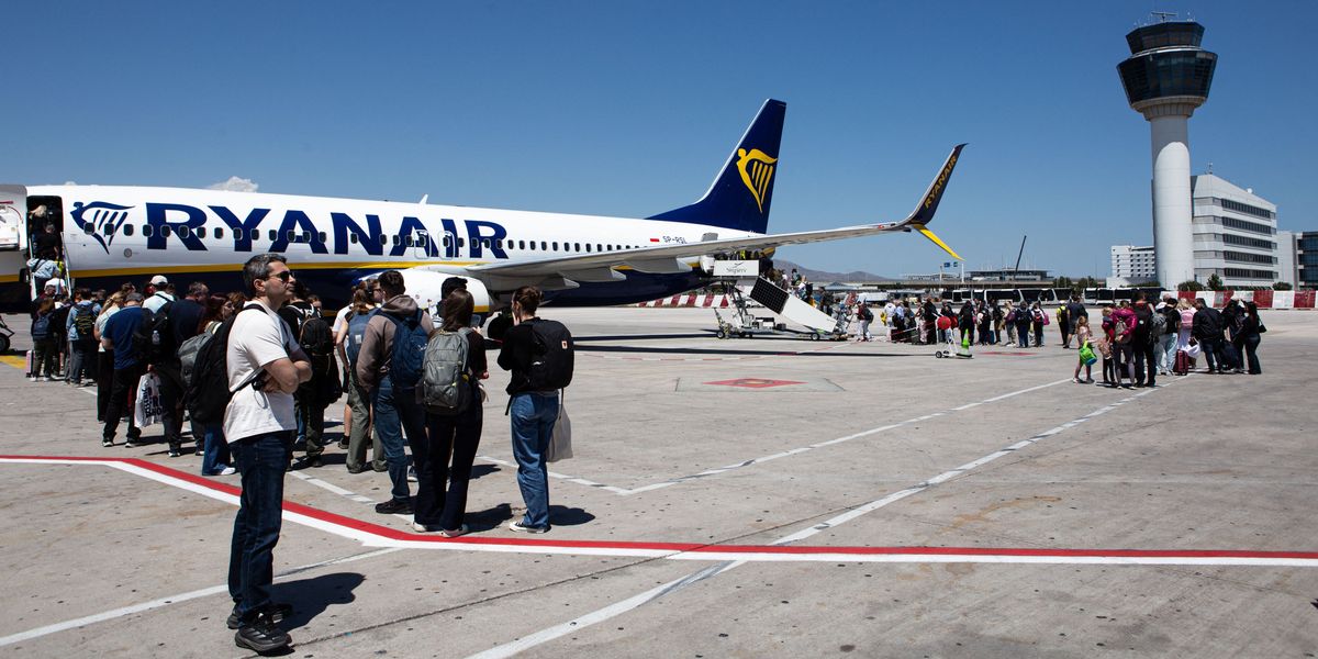Ryanair flight to London in chaos as passengers stranded in Greece after 'mega-queue' piles up thanks to EU border chaos