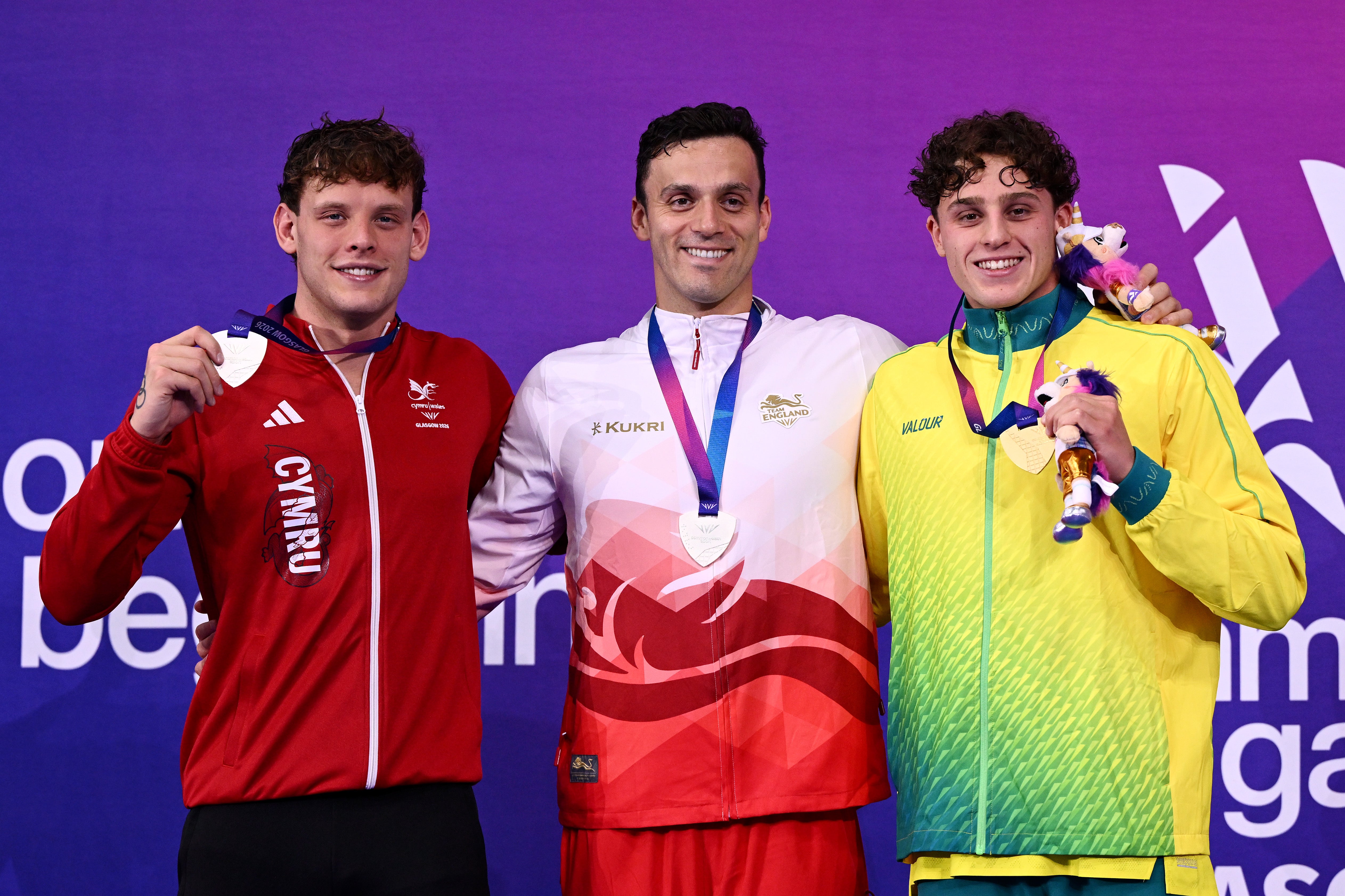 Kai Taylor (right) took home gold while James Guy (centre) and Matt Richards shared silver