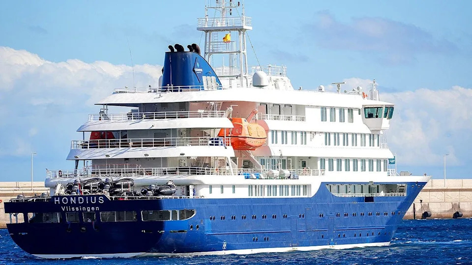 View of the cruise ship MV Hondius