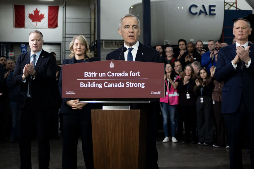 Mark Carney at a defence funding announcement