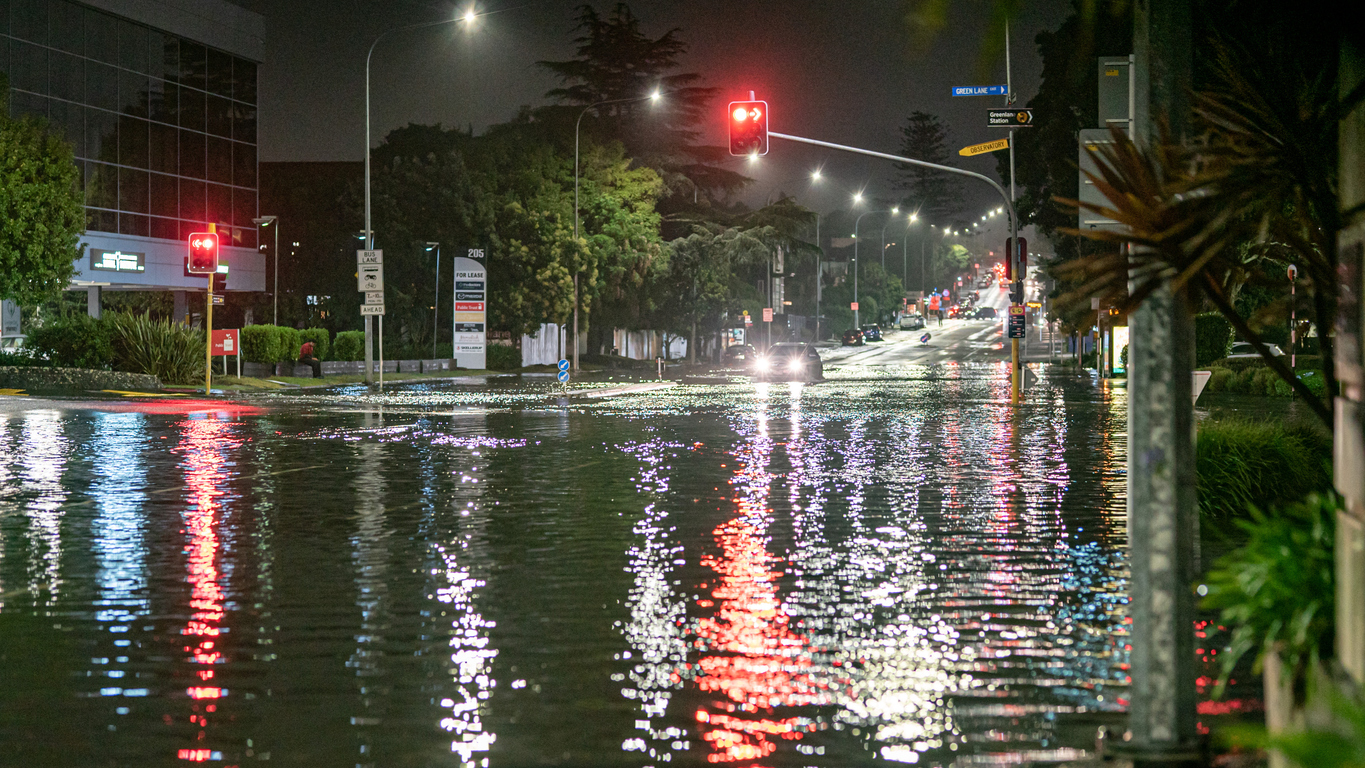 Flooding at an intersection