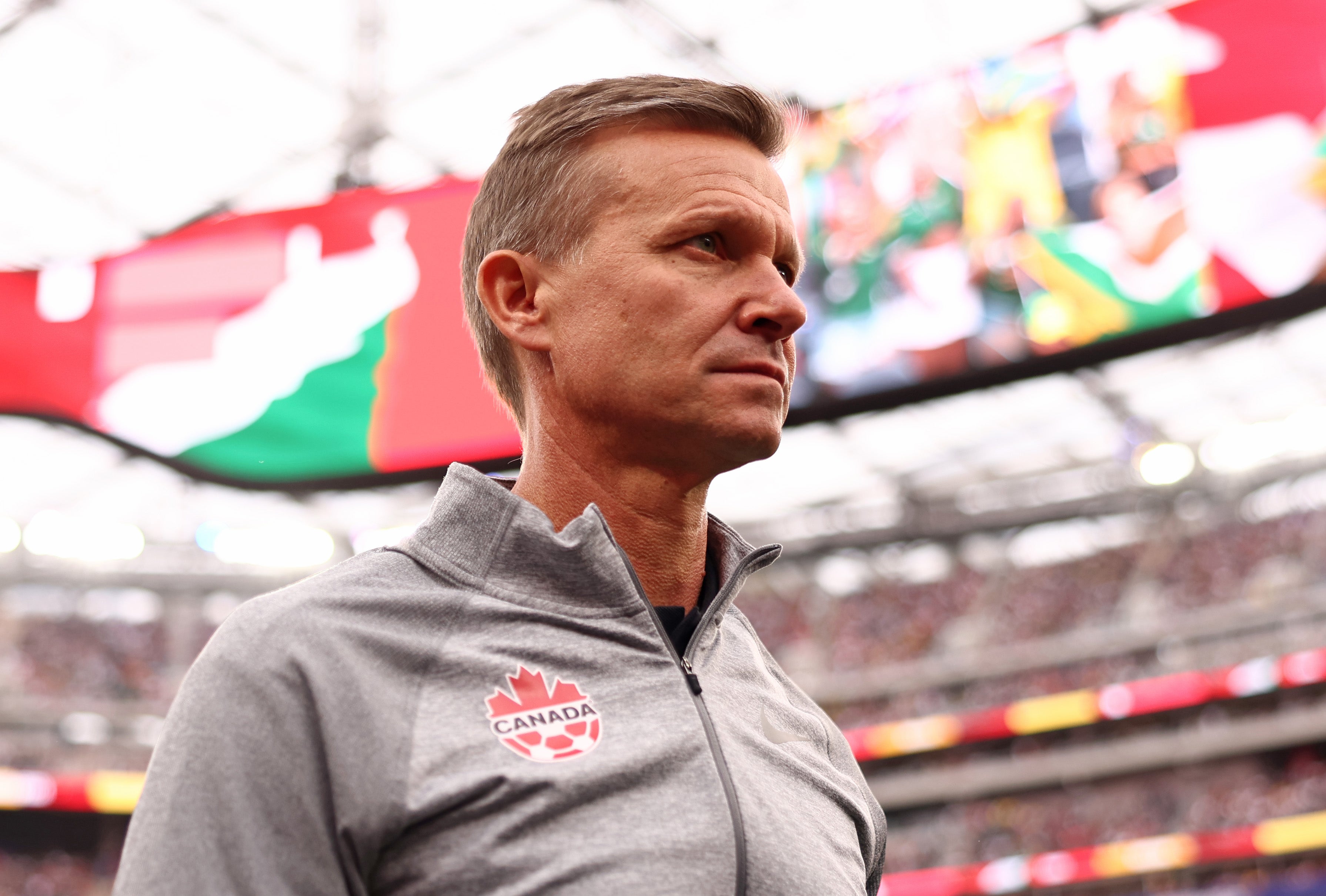 Marsch, 52, defended speaking to the players on the pitch