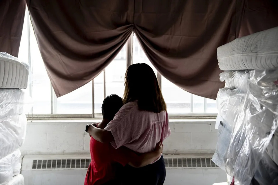 Arminda Casanova and her eight-year-old son are photographed in Montreal on Thursday, June 18, 2026. THE CANADIAN PRESS/Christopher Katsarov