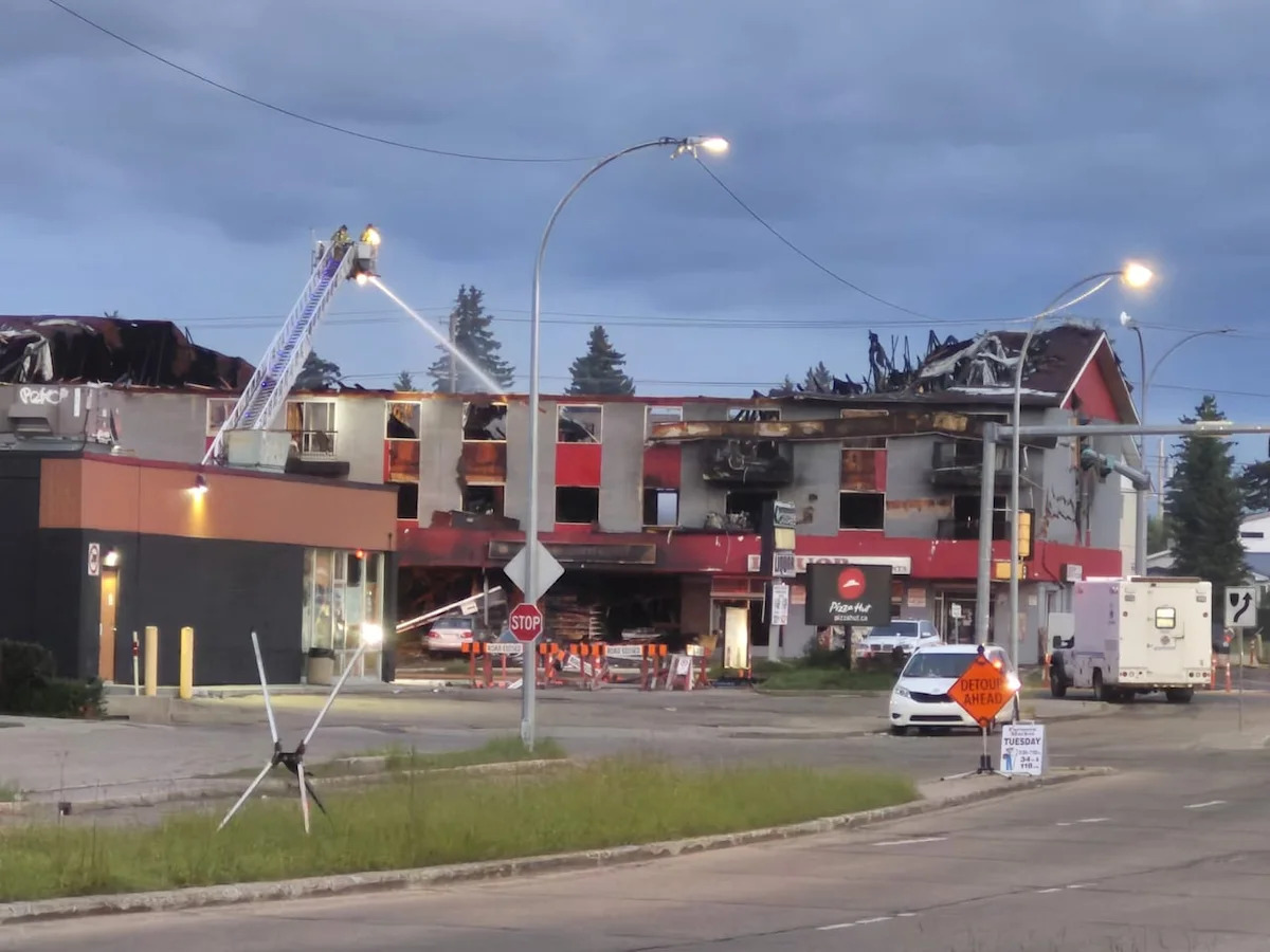 1 dead after vehicle hits north Edmonton apartment sparking fire: City of Edmonton