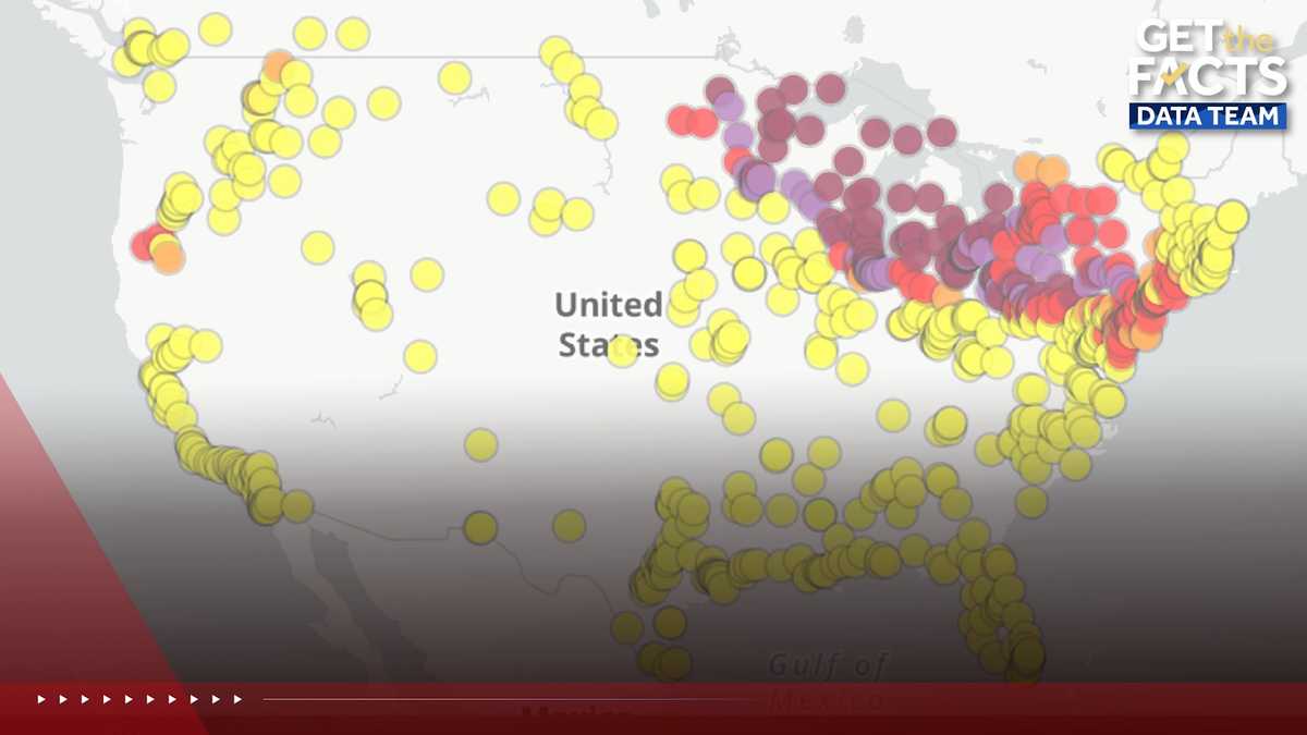 Live map: US air quality affected by Canada wildfires