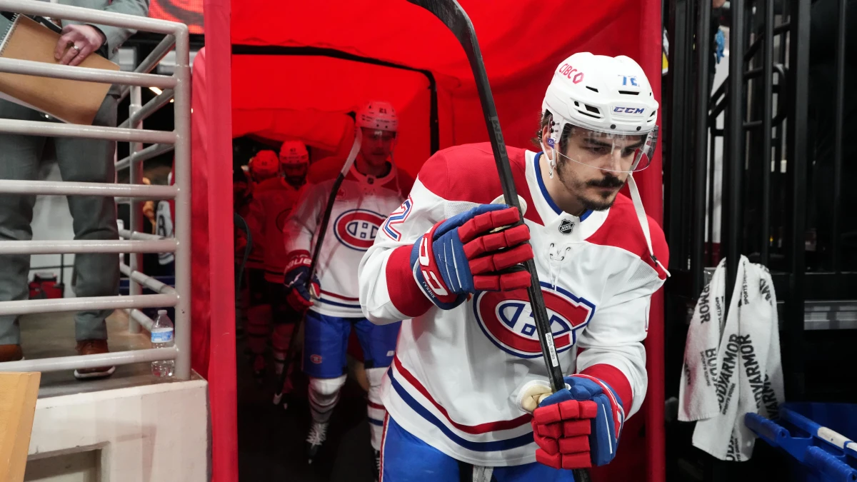 Montreal Canadiens defenseman Arber Xhekaj (72) walks to the ice for warmups before game five of the Eastern Conference Final of the 2026 Stanley Cup Playoffs against the Carolina Hurricanes at Lenovo Center.