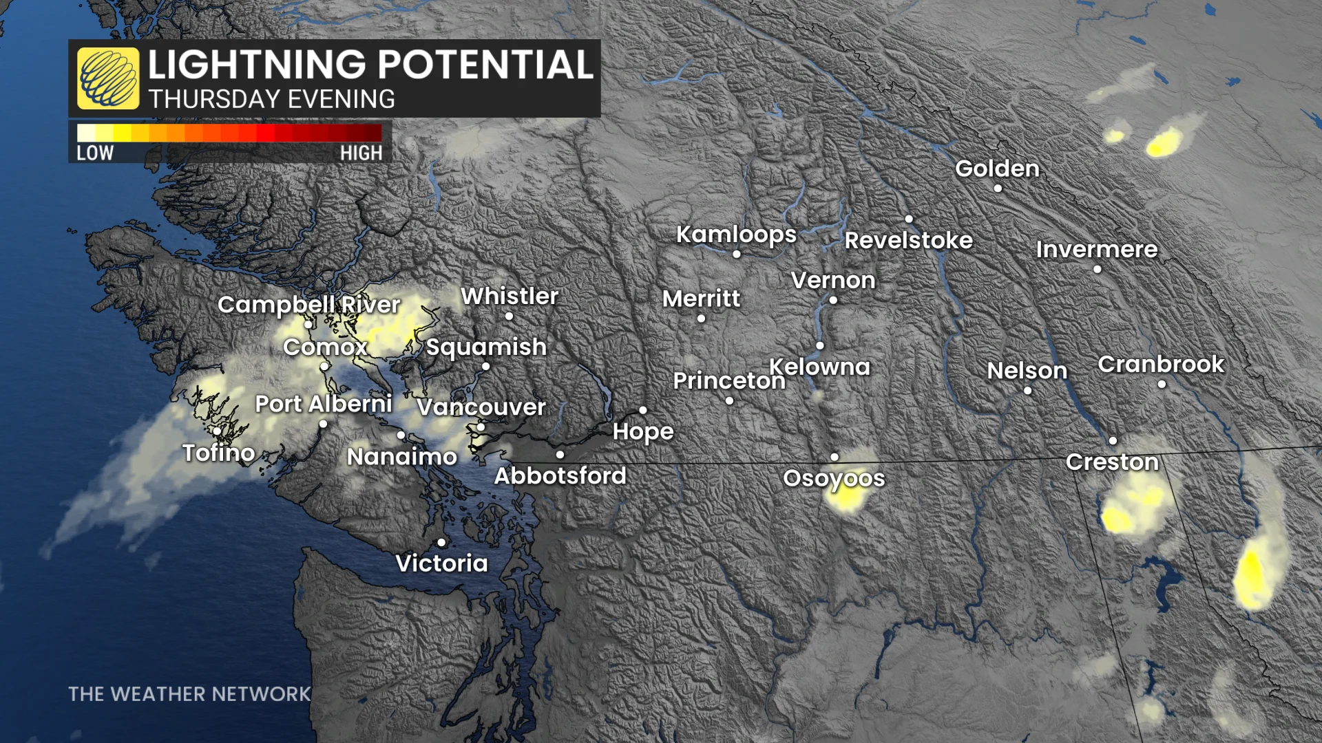 Baron - BC Thursday evening lightning potential - July 16