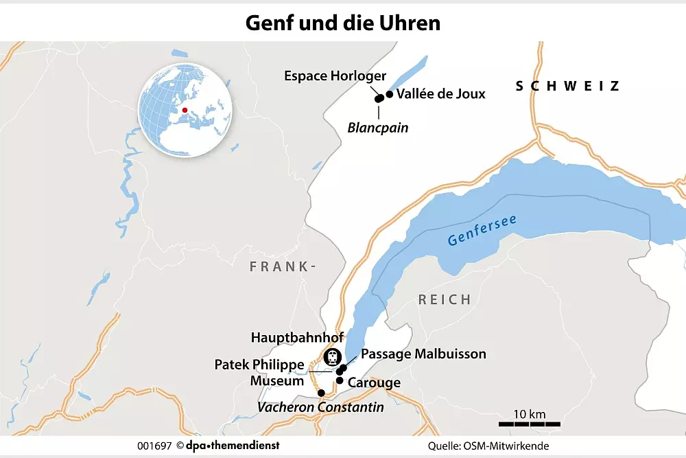 Genf ist die Hauptstadt der Haute Horlogerie: Berühmte Manufakturen, Museen, offene Ateliers und thematische Rundgänge heißen Neugierige willkommen und geben Einblick in die Handwerkskunst. - © dpa-infografik/dpa-tmn