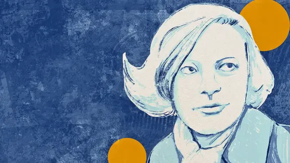 Eine Grafik zeigt eine Frau mit halblangem Haar vor blauem Hintergrund. | NDR.de Eine Grafik zeigt eine Frau mit halblangem Haar vor blauem Hintergrund.