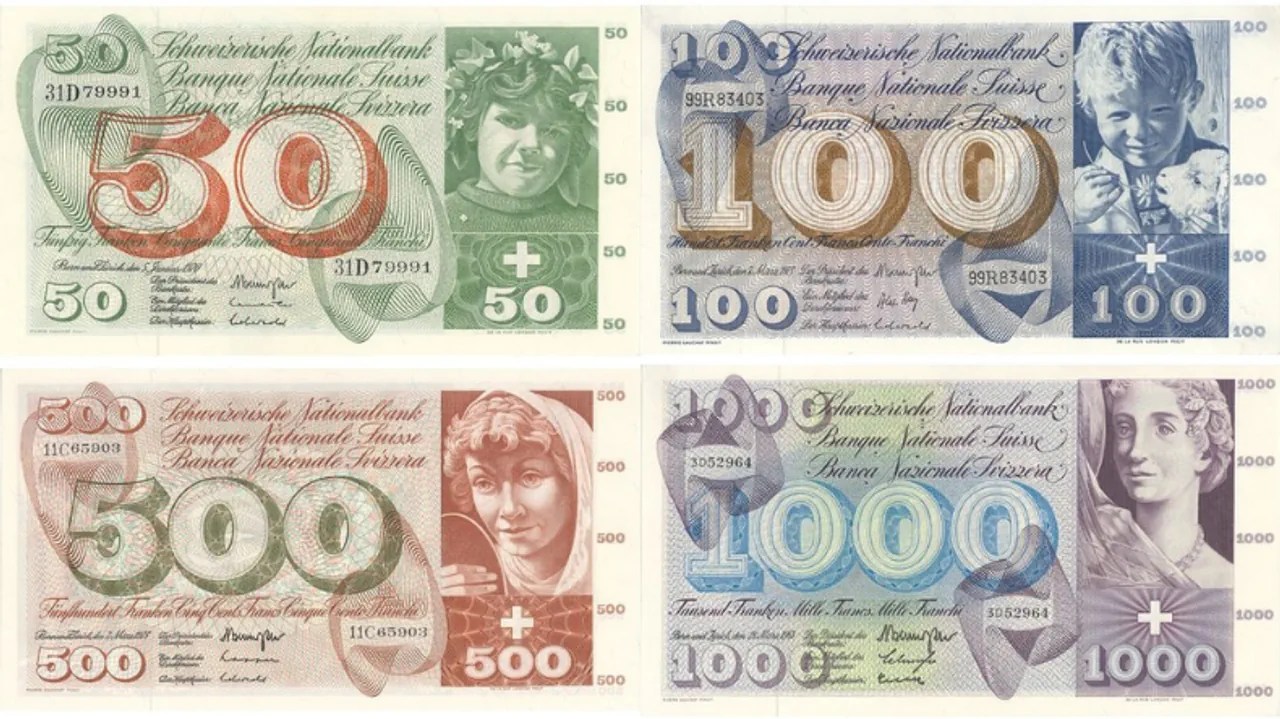 Pour la première fois dans l'histoire des billets de banque suisses, les quatre plus grosses coupures de la cinquième série forment un ensemble thématique et formel, le portrait figurant au recto étant lié au motif du verso. Par ailleurs, c'est en 1956 qu'un billet de 10 francs a été non seulement imprimé, mais aussi mis en circulation pour la première fois.