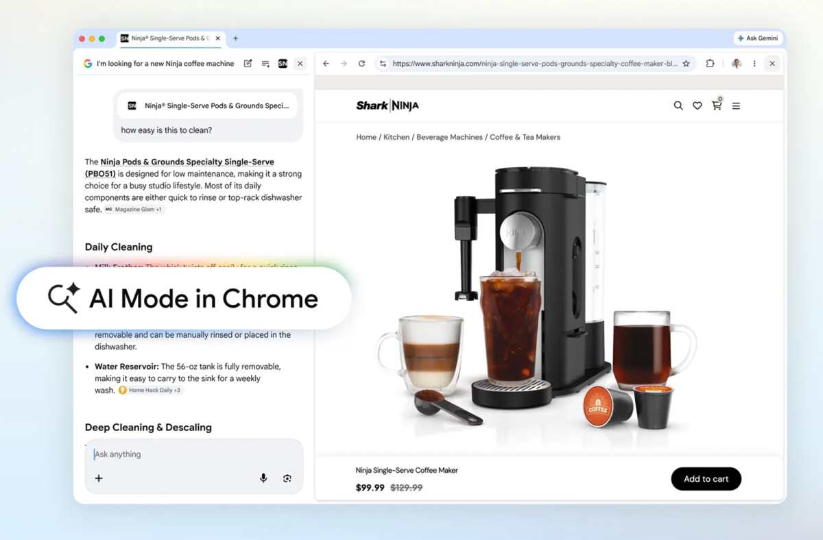 Le mode Ai débarque dans Chrome.