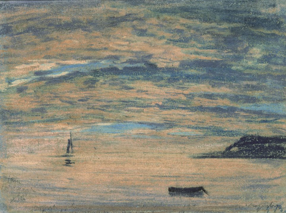 Eugène Boudin, Couchant et falaise (Étretat)