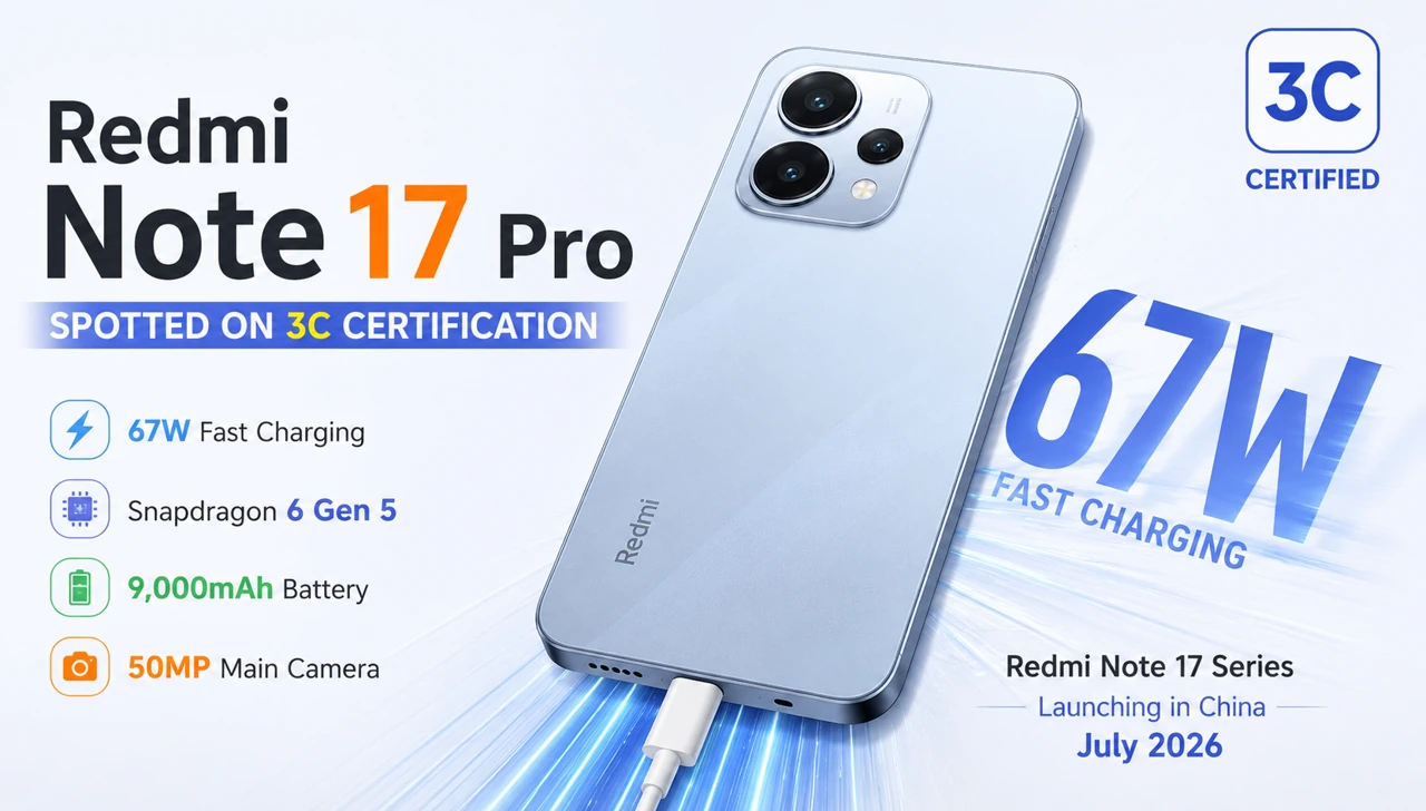 Redmi Note 17 Pro : Certifié 3C avec charge rapide 67 W et batterie de 9 000 mAh