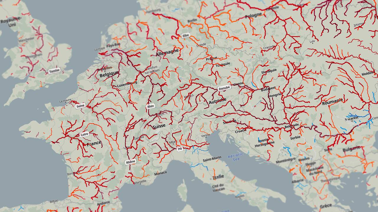 Sécheresse des cours d’eau: la carte qui montre l’ampleur historique du phénomène en Europe et en Suisse