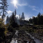Les pompiers poursuivent leur travail en arrosant le sol sur le site des incendies dans la réserve naturelle des Hautes Fagnes, jeudi 20 août 2026. L’incendie a débuté le 14 août et 3 000 hectares (sur un total de 4 500) sont touchés.