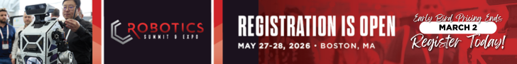 SITE AD for the 2026 Robotics Summit save the date.
