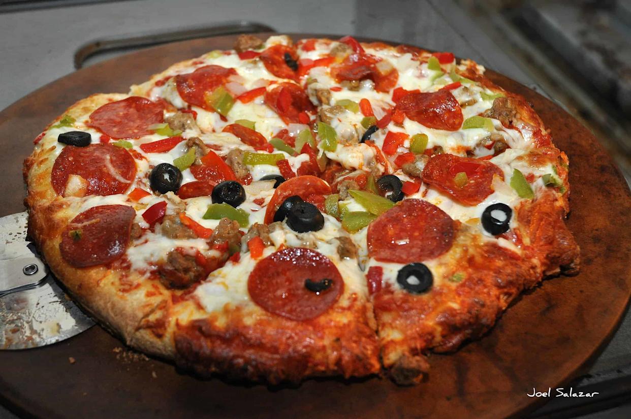 DiGiorno pizza, cooked