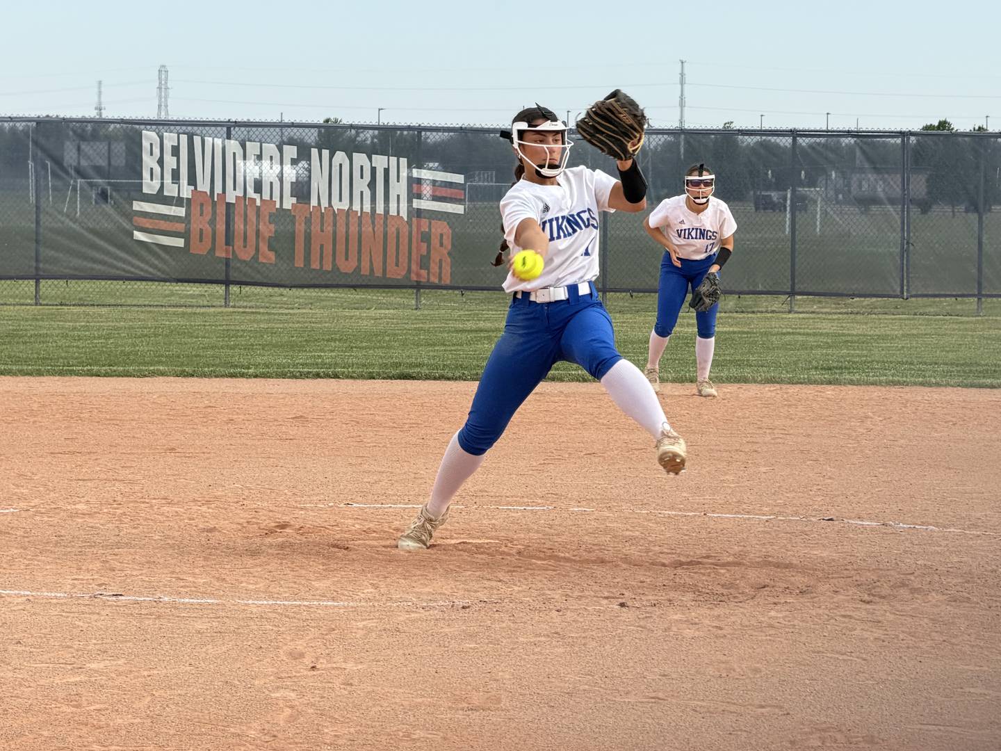 Geneva's Madison Gates delivers a pitch against Prairie Ridge on Tuesday, May 26, 2026, at a Class 3A Belvidere North Sectional final in Belvidere.