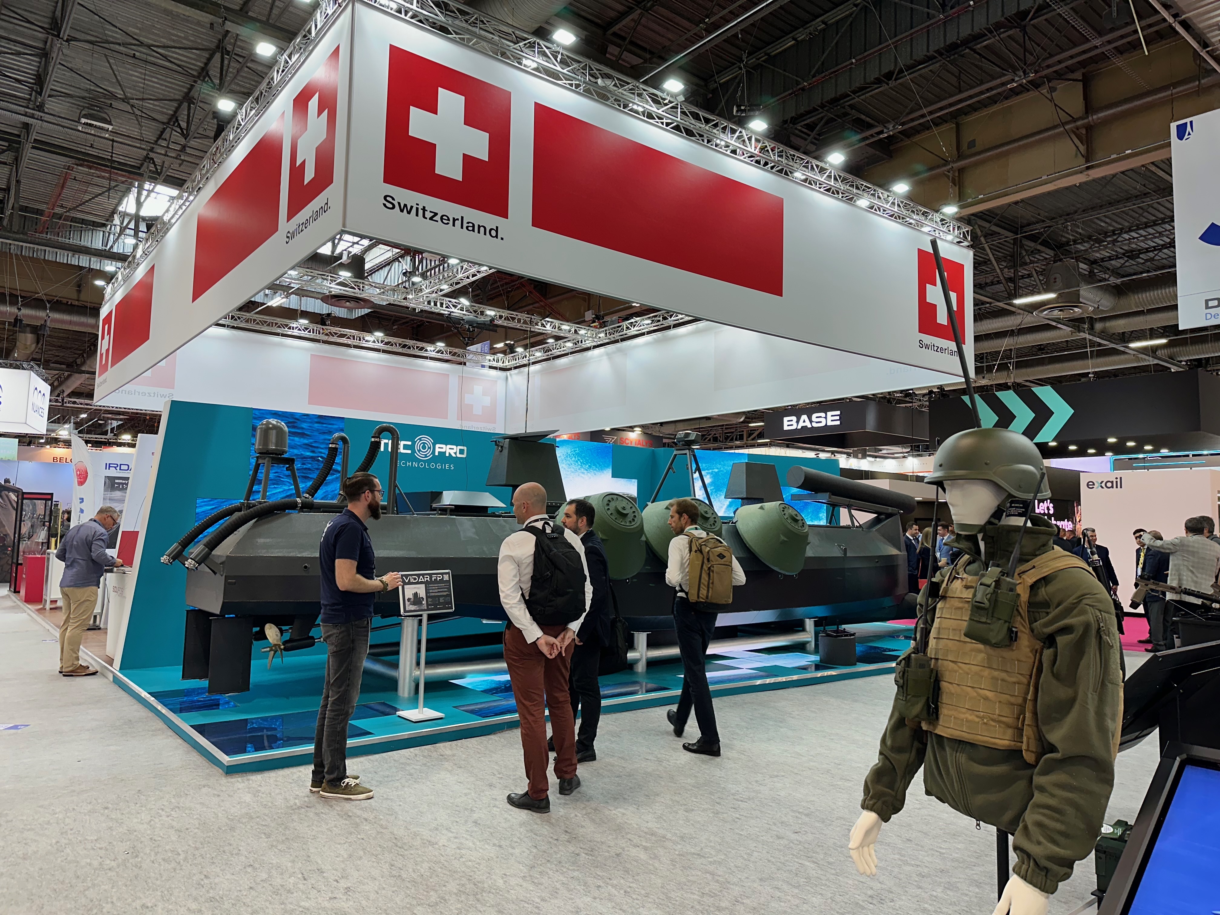 Armed neutrality: a Swiss stand at a weapons fair.