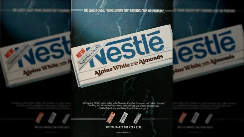Nestlé Alpine White chocolate bar ad c. 1980s