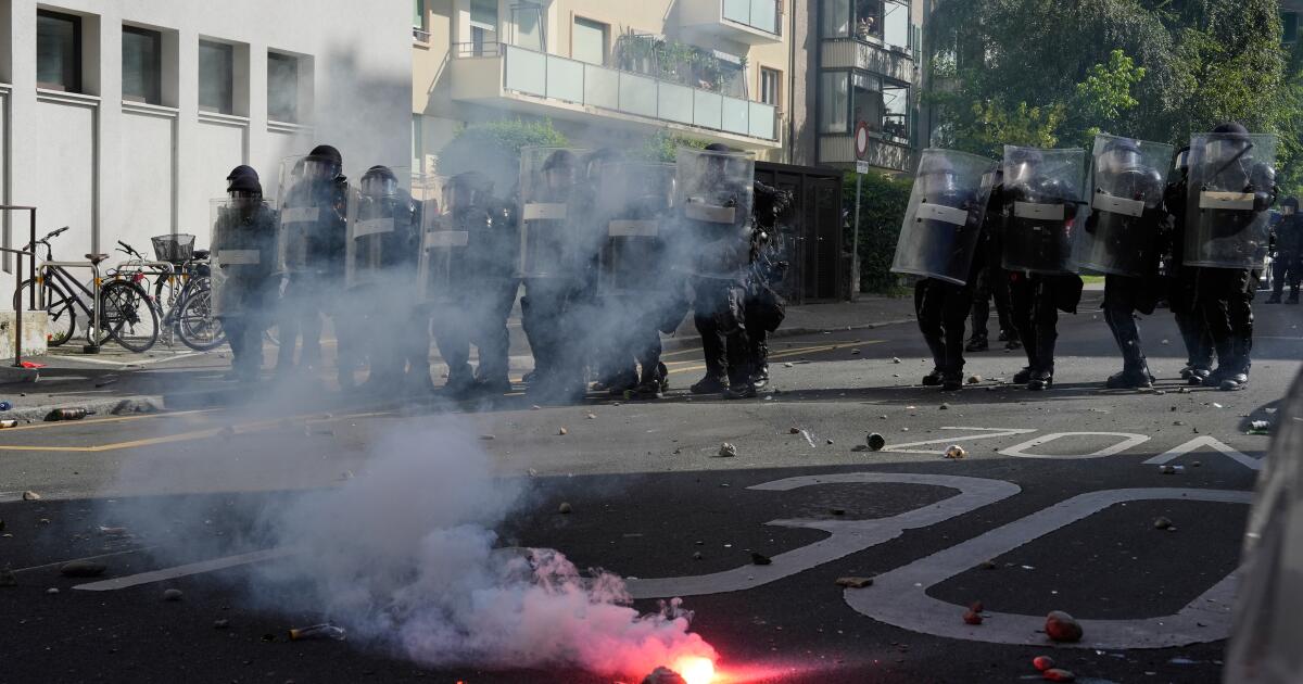 Protesters in Geneva clash with police ahead of the G-7 summit