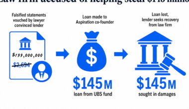 Former UBS fund sues law firm Pillsbury over Aspiration fraud