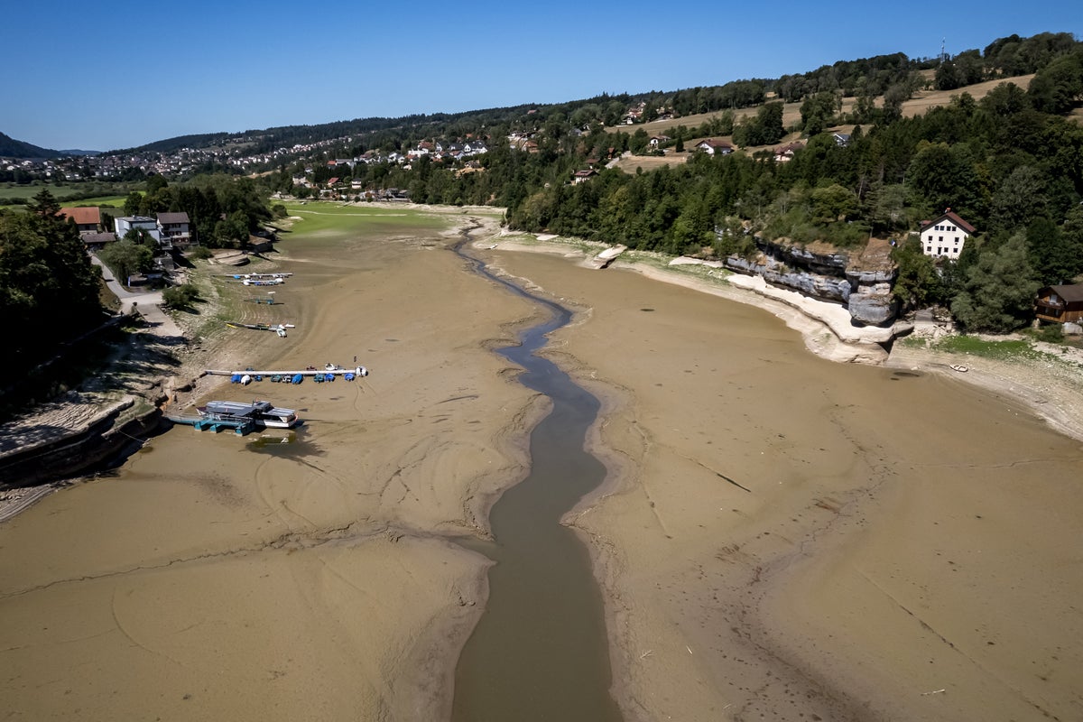 Instagram famous lake on Swiss border left empty by brutal heatwaves
