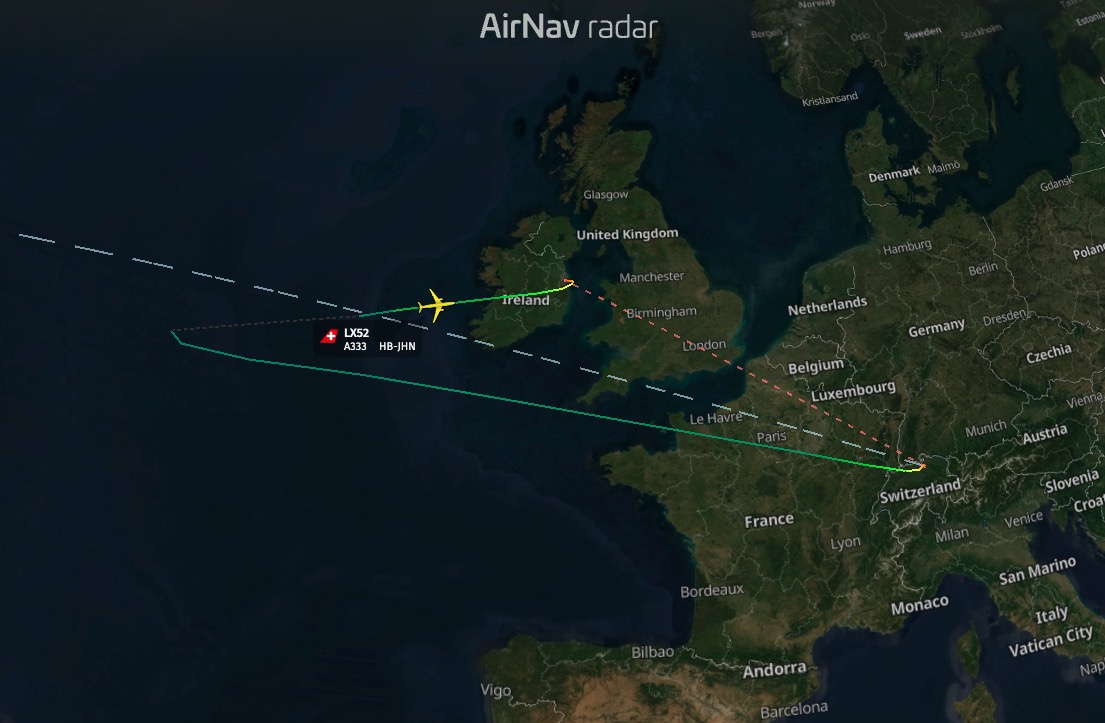 Swiss flight LX52 to Boston declared Mayday mid-Atlantic reporting onboard smoke