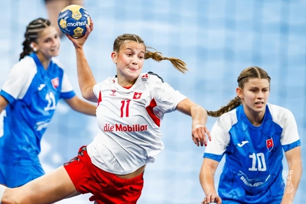 Switzerland's under-18 women's under-18 women's handball team defeated Slovakia and finished fifth i..