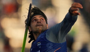 India's Neeraj Chopra competes in the Men's Javelin Throw Final at the Commonwealth Games in Glasgow, Scotland, Friday, July 31, 2026. (AP Photo/Alastair Grant)