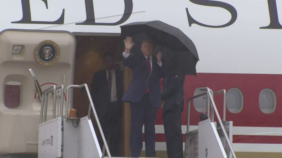 WATCH: President Trump lands in Cleveland to attend Patriot Games in Geneva