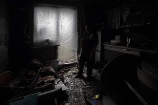 Inside one of the damaged apartments