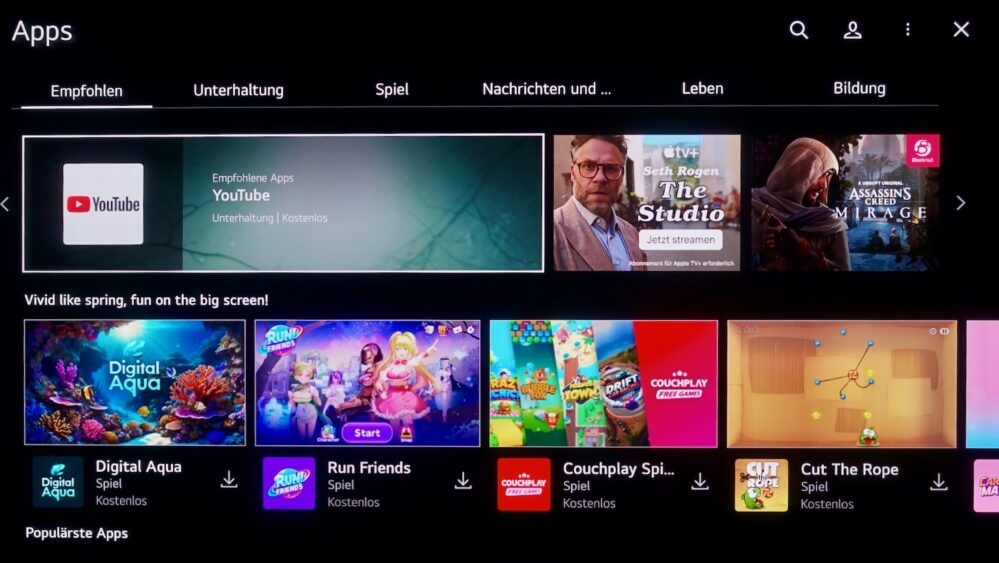 LG OLED G5 WebOS25 App Store