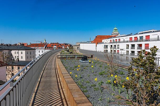 So schick sieht die Dachterrasse im benachbarten neuen Studentenheim aus. Die Hälfte der Apartments steht dennoch leer - wohl zu teuer.
