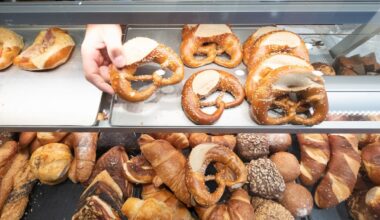 Kunden von Bäckern und Metzgern sparen