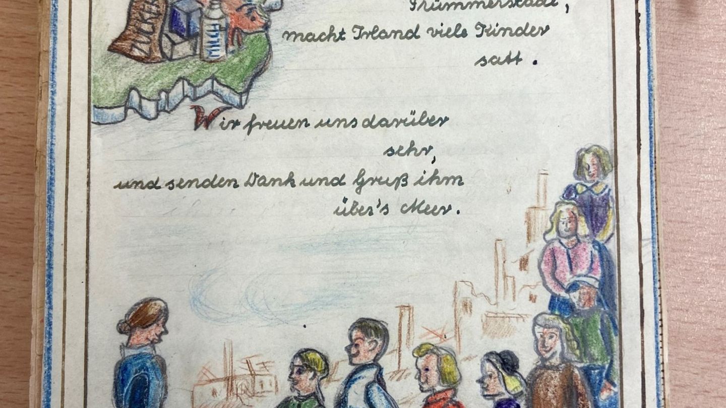 Das Saarbrücker "Danke-Buch" dokumentiert ein Stück Nachkriegsgeschichte. Foto: Ruth Bauer/Stadtarchiv Saarbrücken/dpa