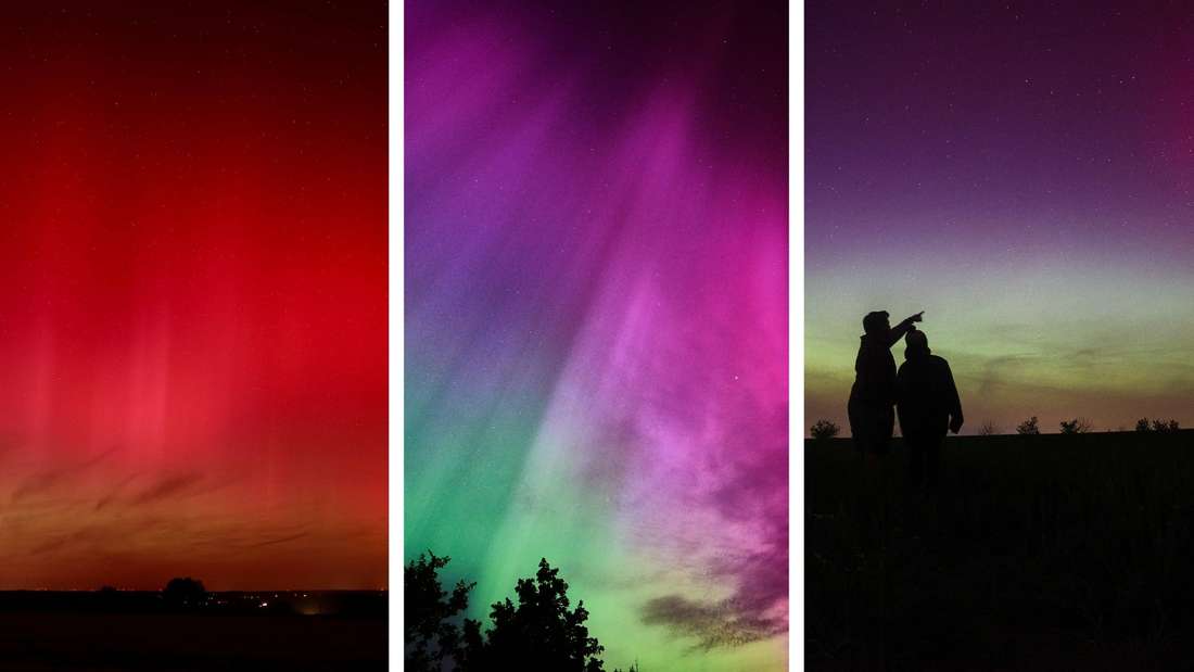 zeigte sich über Deutschland ein seltenes Himmelsspektakel: die Polarlichter Nordlichter 