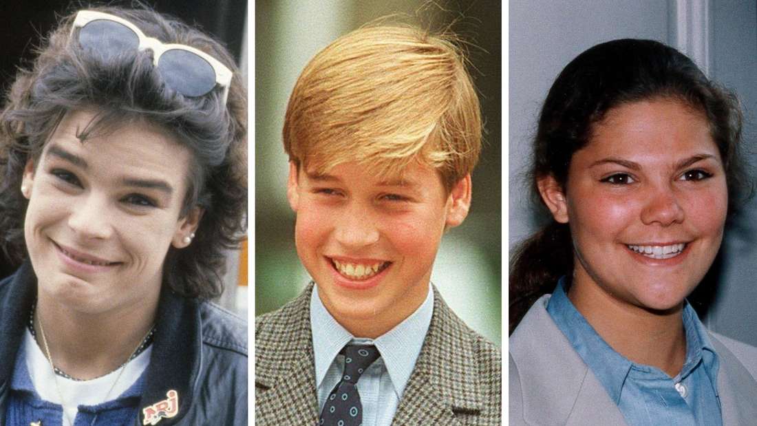 Links Stéphanie von Monaco 1986, in der Mitte Prinz William 1995, rechts Kronprinzessin Victoria 1994.